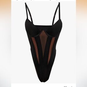 Black Sheer Panel Bodysuit